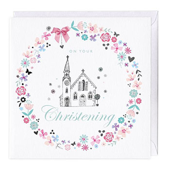 Card Floral Church Christening
